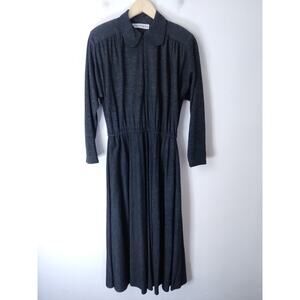 Maryann Restivo Charcoal Wool Blend Peter Pan Union Made Vintage Midi Dress 2
